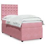 vidaXL Sommier à lattes de lit avec matelas Rose 90x200 cm Velours