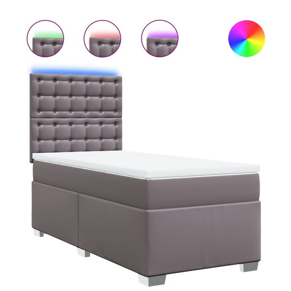 vidaXL Sommier à lattes de lit avec matelas Gris 90x190 cm Similicuir