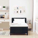 vidaXL Lit à ressorts avec tête de lit Noir 200 x 90 cm tissu