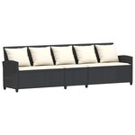 vidaXL Canapé de jardin avec coussins Noir Résine tressée