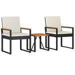 vidaXL Ensemble de meubles d'extérieur 3 pc Noir et blanc crème