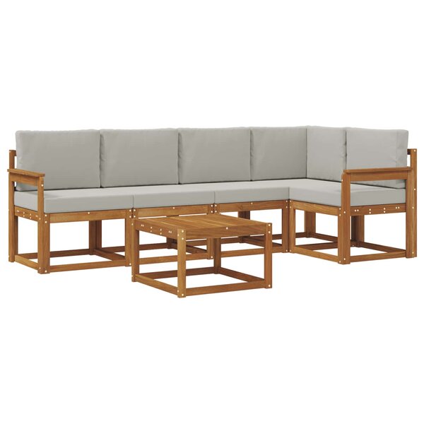 vidaXL Ensemble de canapés d'extérieur 6 pc Gris Naturel et Clair