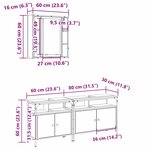 vidaXL Ensemble de meubles de salle de bain 3 pièces en bois d'ingénierie noir chêne