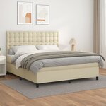vidaXL Sommier à lattes de lit avec matelas Crème 180x200cm Similicuir
