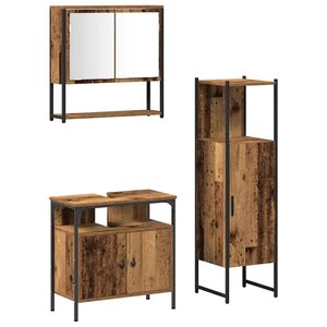 vidaXL Ensemble de mobilier de salle de bain avec porte 3 Pièces Marron