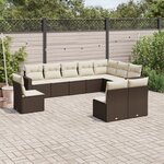 vidaXL Salon de jardin 10 Pièces avec coussins marron résine tressée