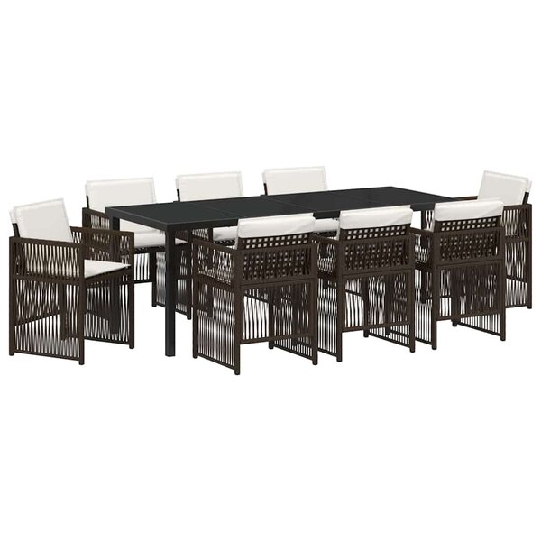 vidaXL Ensemble de salle à manger pour jardin 9 Pièces Marron