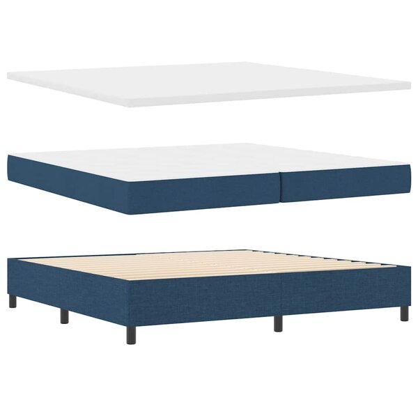 vidaXL Lit à ressort LED avec matelas Bleu 200 x 200 cm tissu
