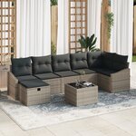 vidaXL Ensemble de canapés de jardin 8 pièces avec coussins Rattan synthétique gris