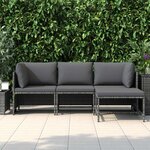 vidaXL Salon de jardin 4 Pièces avec coussins Résine tressée Gris