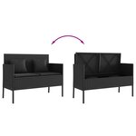 vidaXL Banc de jardin avec coussins noir résine tressée