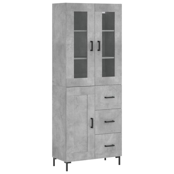 vidaXL Buffet haut Gris béton 69 5x34x180 cm Bois d'ingénierie