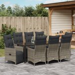 vidaXL Ensemble de jardin de 9 pièces avec coussins gris en rattan poly