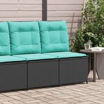 vidaXL Canapé de jardin avec coussin Noir et turquoise polyrotin