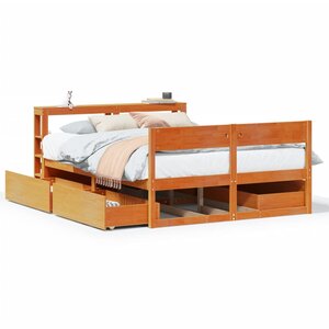vidaXL Cadre de lit sans matelas cire marron 120x190cm bois pin massif