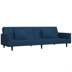 vidaXL Canapé-lit à 2 places avec deux oreillers bleu velours