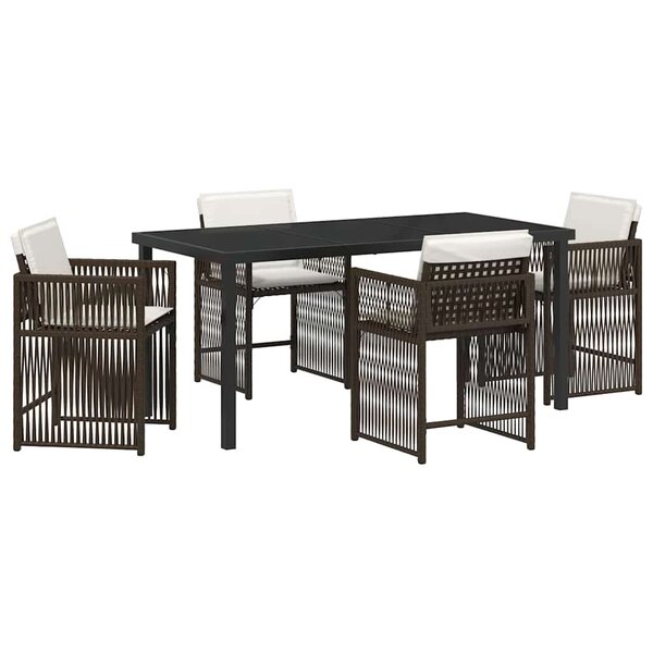 vidaXL Ensemble de salle à manger pour jardin 5 Pièces Marron polyrotin