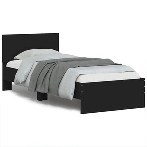 vidaXL Cadre de lit sans matelas avec tête de lit noir 75x190 cm