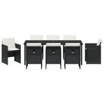 vidaXL Ensemble de salle à manger de jardin 9 pièces avec coussins noir en rattan synthétique
