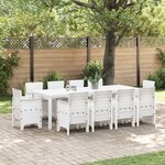 vidaXL Ensemble de salle à manger de 11 pièces en rattan poly blanc