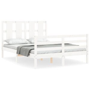 vidaXL Cadre de lit sans matelas blanc bois massif