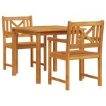 Ensemble de salle à manger de jardin 3 pièces en bois massif d'acacia