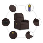 vidaXL Fauteuil inclinable de massage électrique Marron foncé Tissu