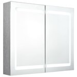 vidaXL Armoire de salle de bain à miroir LED Gris béton 80x12x68 cm