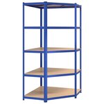 vidaXL Étagères à 5 niveaux 4Pièces Bleu Acier et bois d'ingénierie