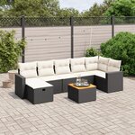 vidaXL Salon de jardin 8 Pièces avec coussins noir résine tressée