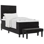 vidaXL Lit avec sommier et matelas & banc Noir 100x200 cm Velours
