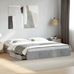 vidaXL Cadre de lit avec tiroirs sans matelas gris béton 180x200 cm