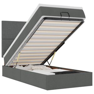 vidaXL Lit ottoman avec matelas et LED Gris foncé 80x200cm tissu