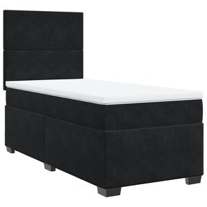 vidaXL Sommier à lattes de lit et matelas Noir 80x200 cm Velours