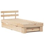 vidaXL Cadre de lit avec tiroir Marron 90 x 200 cm Bois massif en pin