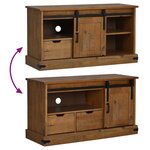 vidaXL Meuble TV HALDEN avec porte coulissante 110x40x60cm bois massif