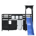 vidaXL Lit mezzanine enfants et tour sans matelas blanc noir 80x200cm