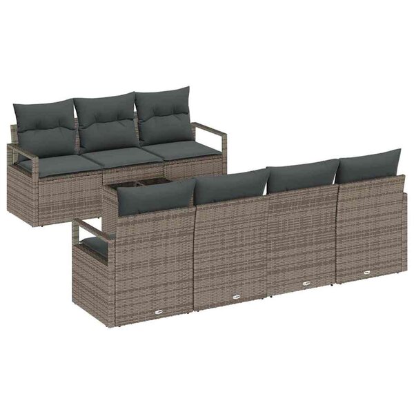 vidaXL Ensemble de canapé de jardin avec coussin 8 Pièces Gris polyrotin