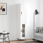 vidaXL Buffet haut Blanc brillant 34 5x34x180 cm Bois d'ingénierie