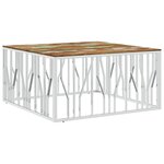 vidaXL Table basse argenté acier inoxydable/bois massif récupération