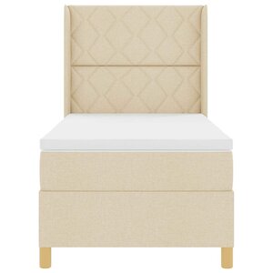 vidaXL Lit à Ressorts avec matelas Crème 90 x 200 cm tissu