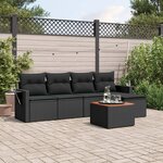 vidaXL Salon de jardin 6 Pièces avec coussins noir résine tressée