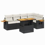 vidaXL Salon de jardin 6 Pièces avec coussins noir résine tressée
