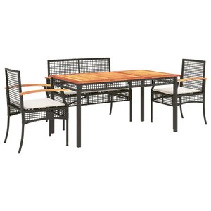 vidaXL Ensemble à manger de jardin coussins 5Pièces Noir Résine tressée