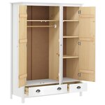vidaXL Garde-robe à 3 portes Hill Blanc 127x50x170 cm Bois pin solide