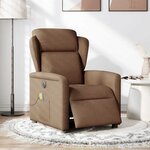 vidaXL Fauteuil inclinable de massage électrique marron tissu