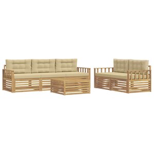 vidaXL Ensemble de canapés d'extérieur 6 pc Blanc et Beige