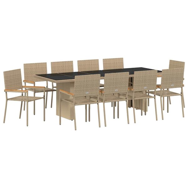 vidaXL Ensemble de salle à manger pour jardin 11 Pièces Beige Poly rotin