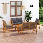 vidaXL Salon de jardin 5 Pièces avec coussin Bois d'acacia solide