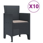 vidaXL Ensemble de Dîner de Jardin 11 Pièces avec Coussins Anthracite en Poly Rattan